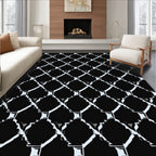 Diamond Lattice Black White Pattern Rug