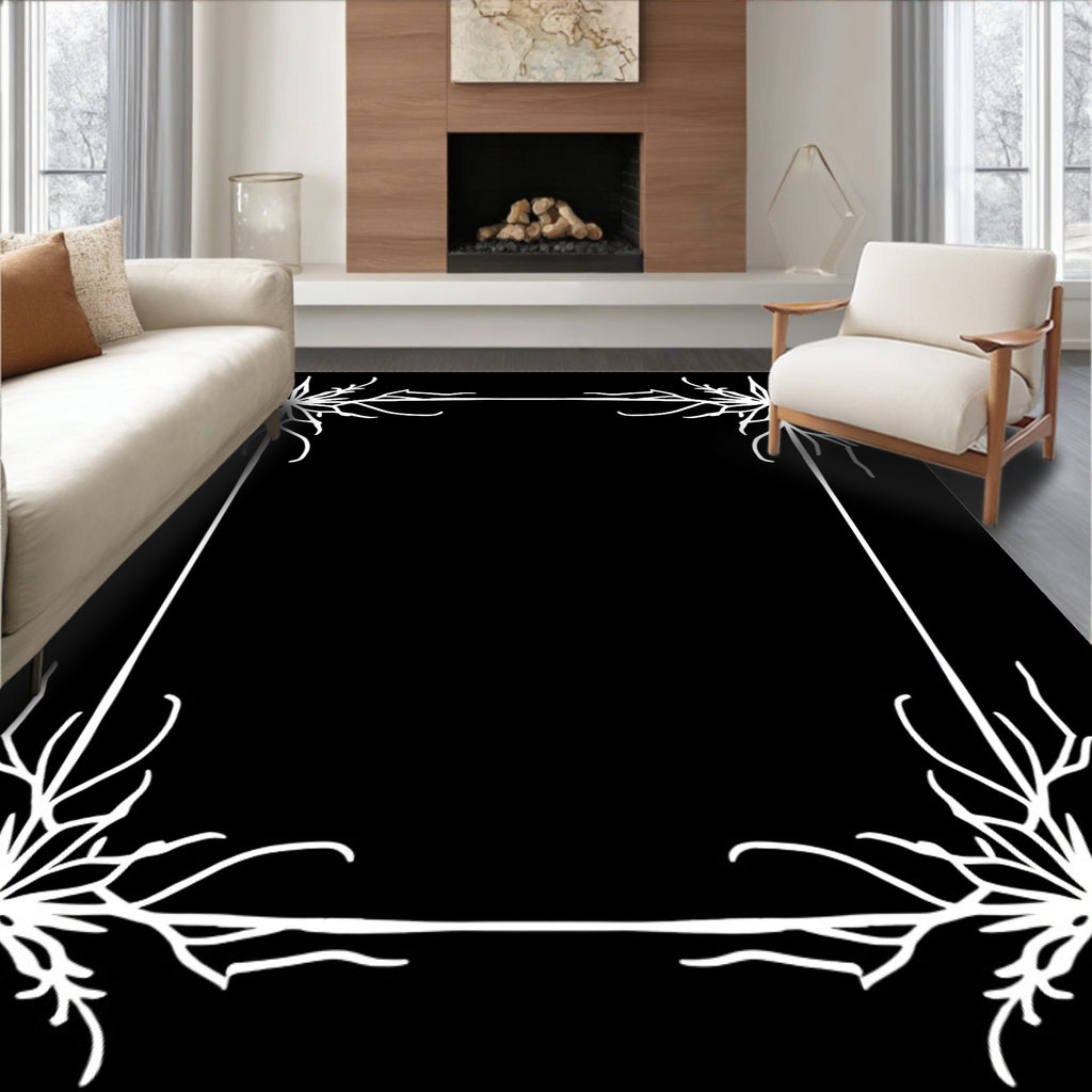 Ornate Snowflake Inspired Border Design Rug