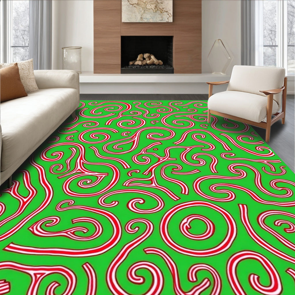 Candy Cane Swirl Pattern Rug
