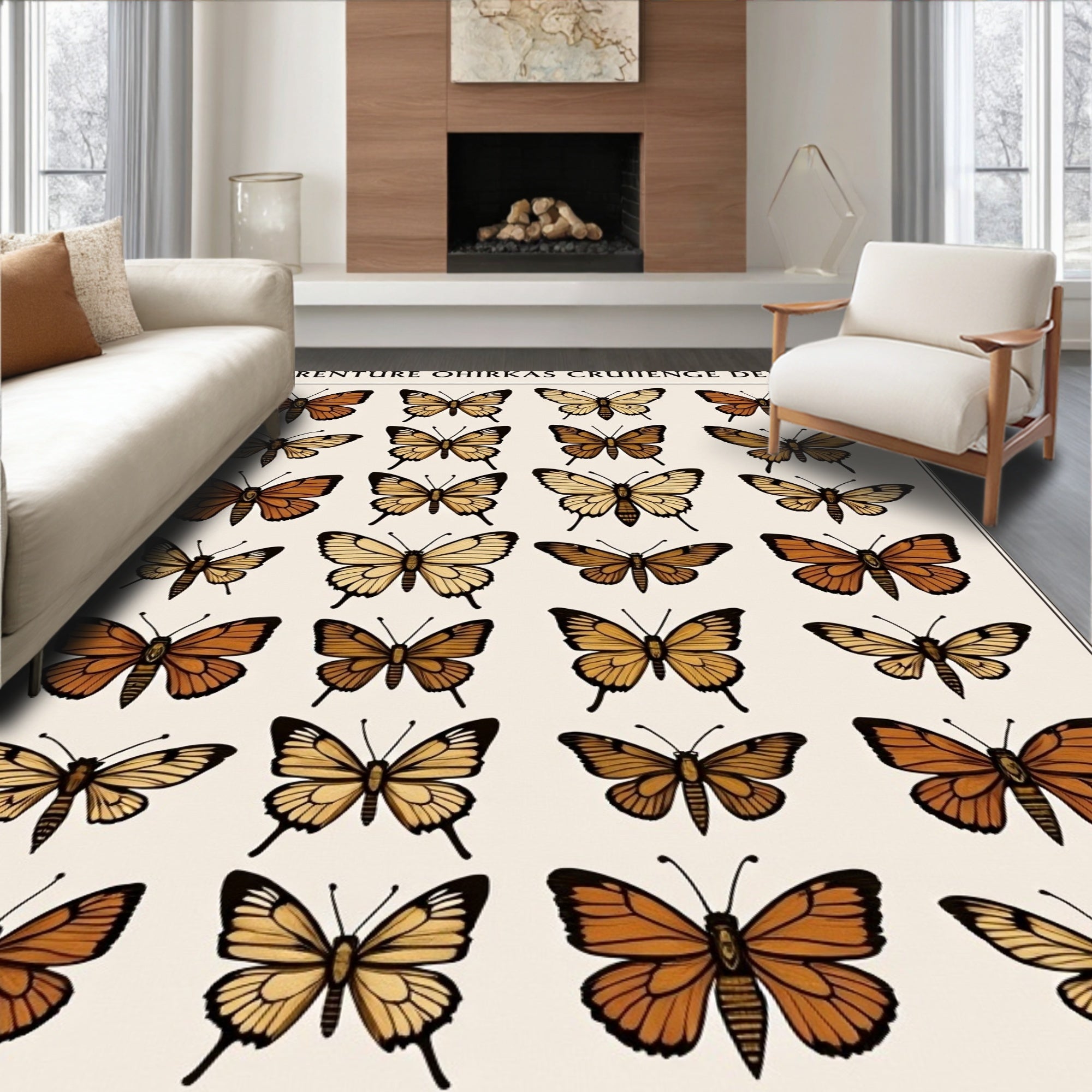Vintage Butterfly Collection Pattern Rug