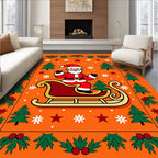 Festive Santa Sleigh Christmas Design Rug