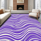 Modern Purple Cream Wavy Pattern Rug
