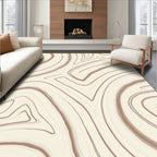 Abstract Swirl Pattern Cream Brown Rug