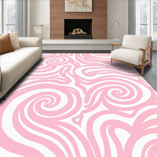 Abstract Pink Swirl Pattern Rug