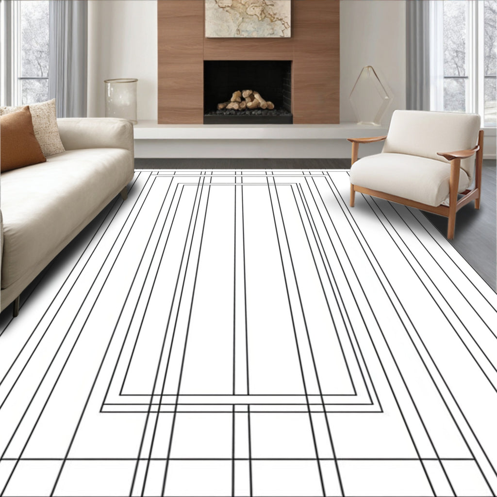 Modern Vertical Lines Rectangular Pattern Rug
