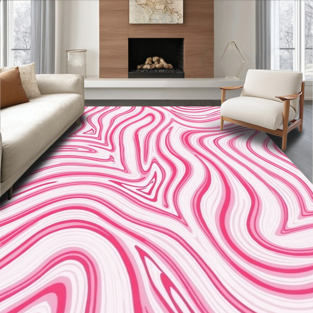 Pink Swirling Abstract Pattern Rug