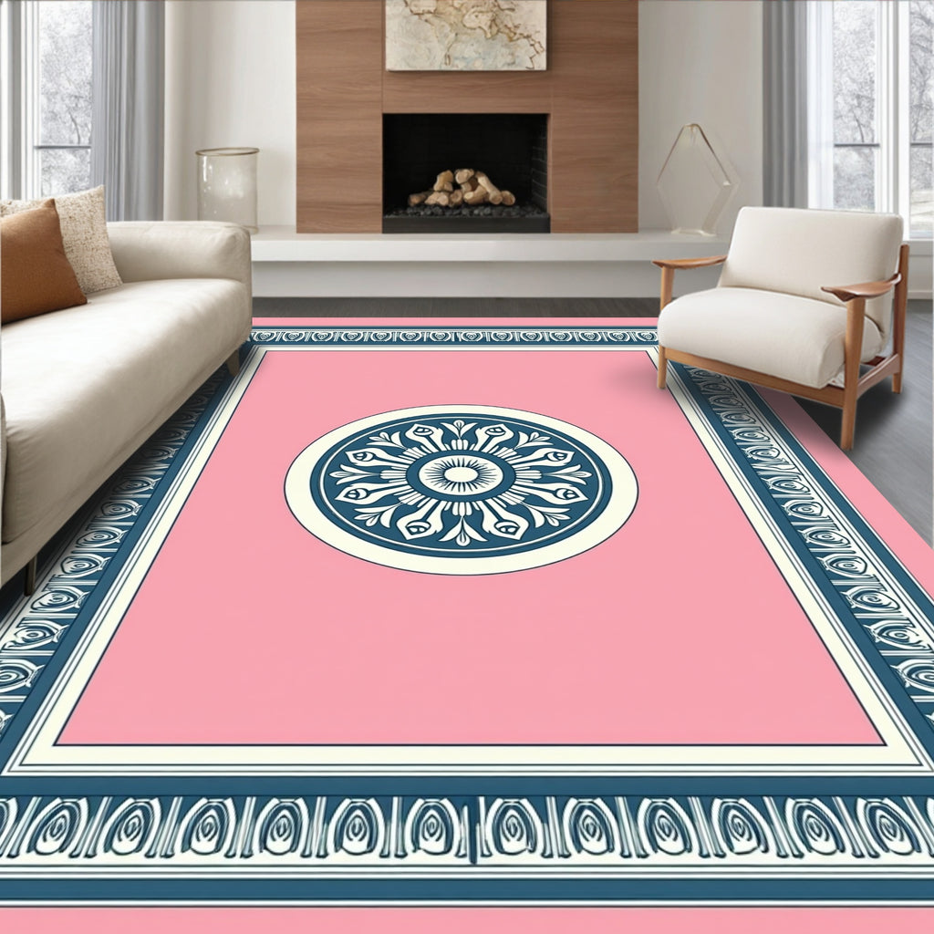 Framed Floral Medallion Pattern Rug