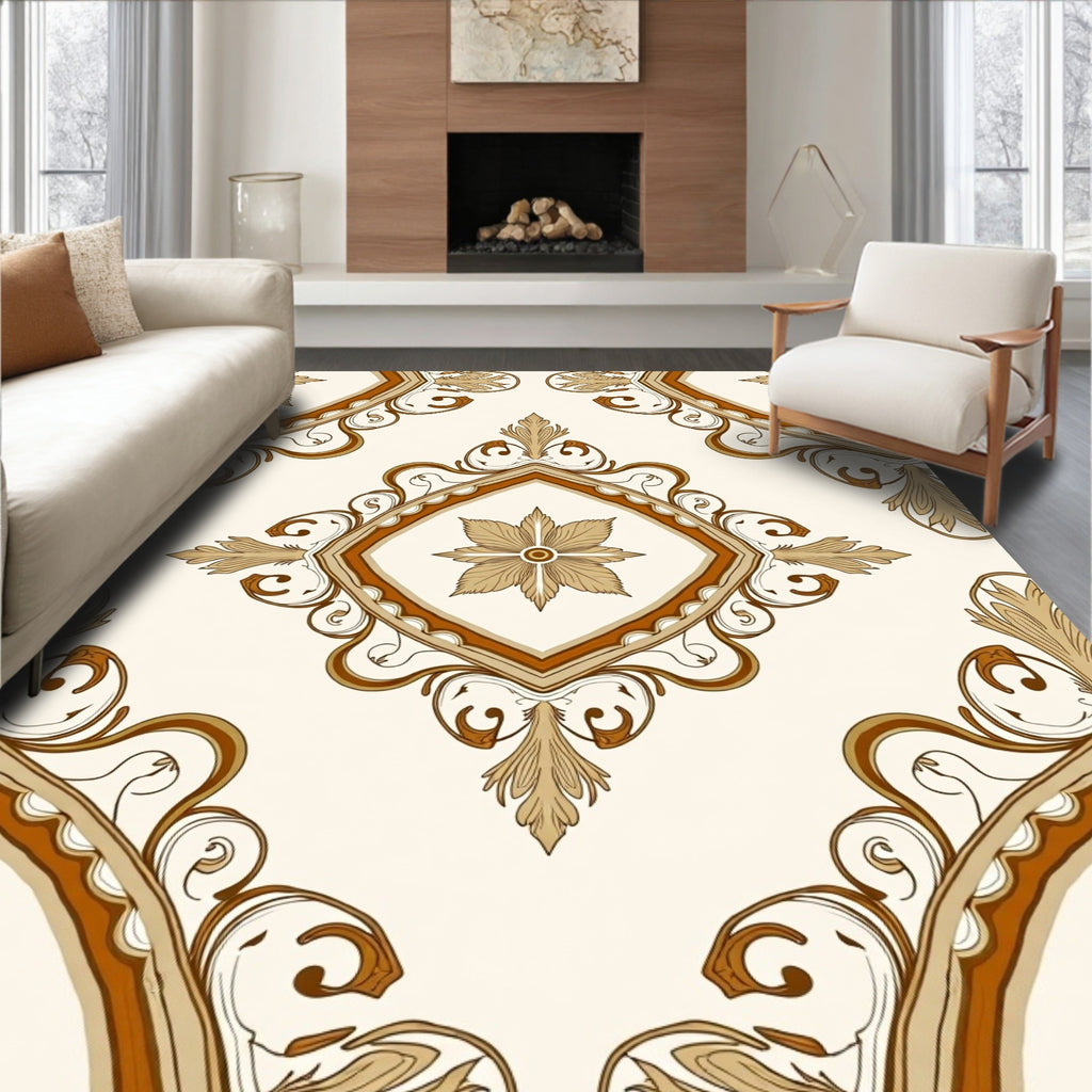 Elegant Diamond Floral Symmetry Rug