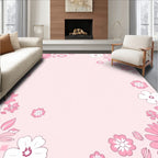 Pink Floral Delight Border Design Rug