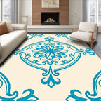 Aqua Floral Damask Overlay Rug