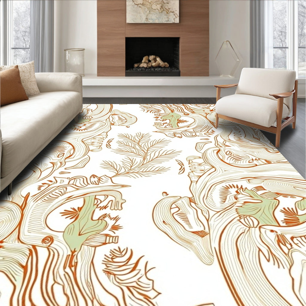Organic Woodland Motif Abstract Rug