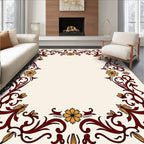 Ornate Floral Vine Border Design Rug