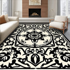 Monochromatic Floral Mandala Relief Rug