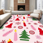 Pink Festive Holiday Icon Pattern Rug