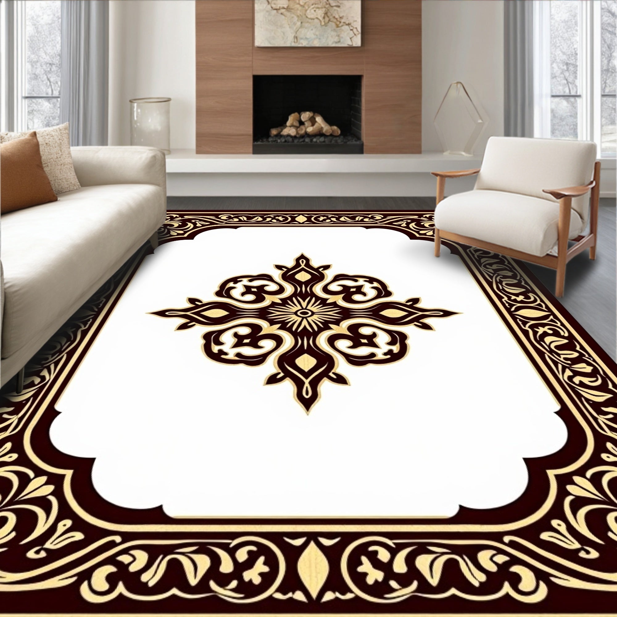 Ornate Antique Medallion Dark Rug