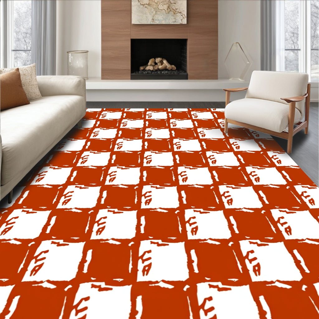 Rough Checkered Stamp Pattern Rug
