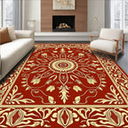 Intricate Floral Medallion Red Pattern Rug
