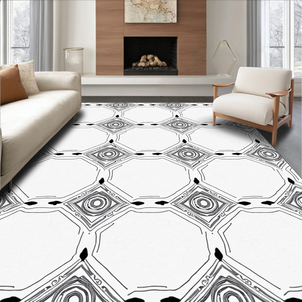 Intricate Geometric Diamond Pattern Rug