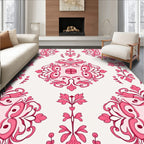 Elegant Pink Floral Damask Pattern Rug