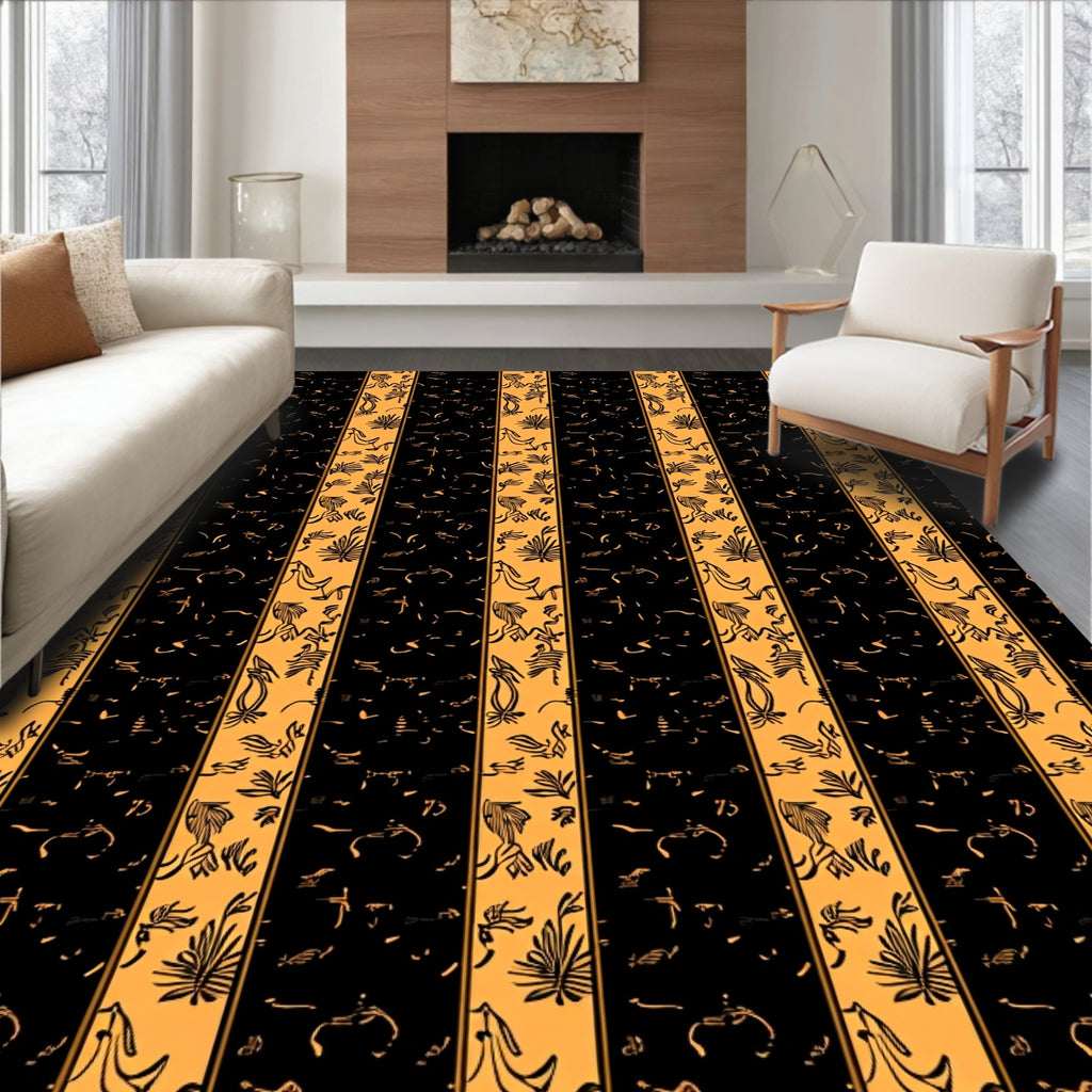 Vertical Stripes With Floral Motifs Design Rug