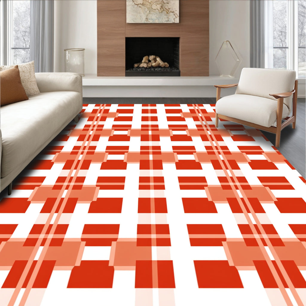 Bold Intersecting Checkered Pattern Rug