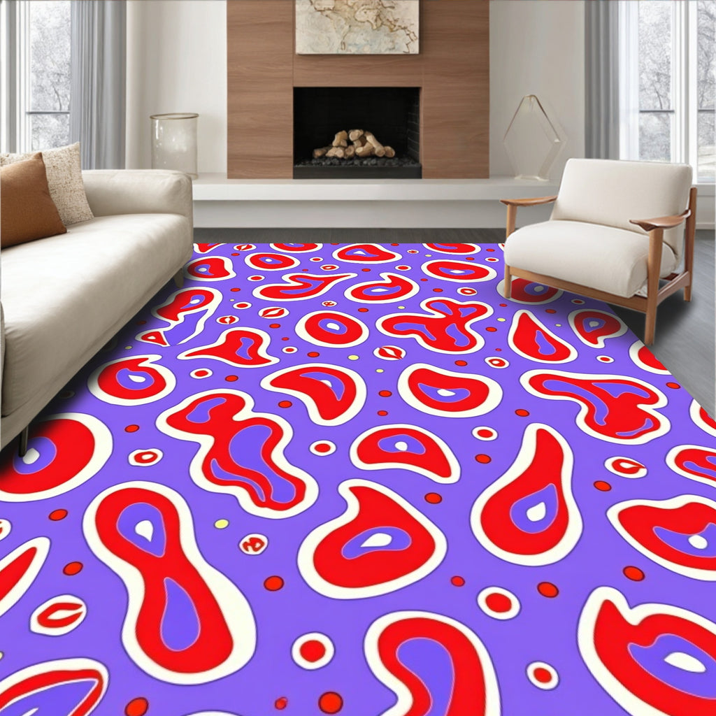 Abstract Red Amorphous Shapes Rug