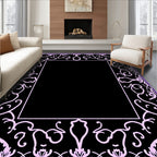 Ornate Lavender Floral Swirl Pattern Rug