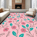 Pink Floral Vine Pattern Rug
