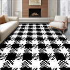 Monochromatic Black White Houndstooth Check Rug