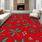 Festive Leafy Botanical Pattern Design Rug