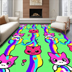Cute Kitty Rainbow Swirl Pattern Rug