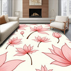 Delicate Pink Lotus Floral Pattern Rug