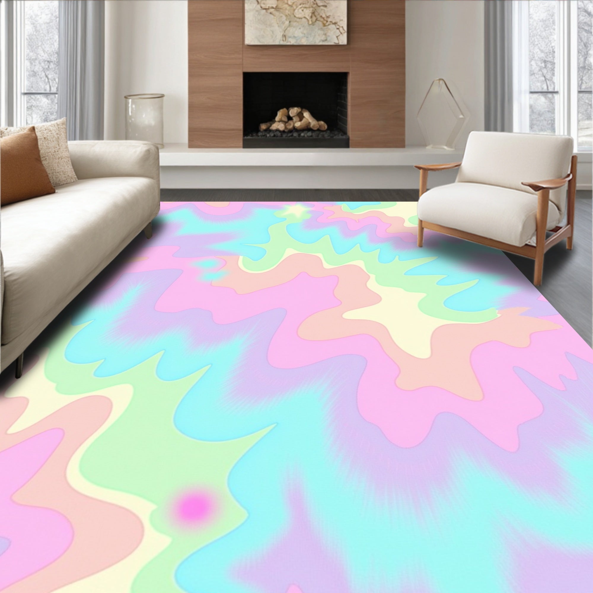 Pastel Swirl Abstract Pattern Rug