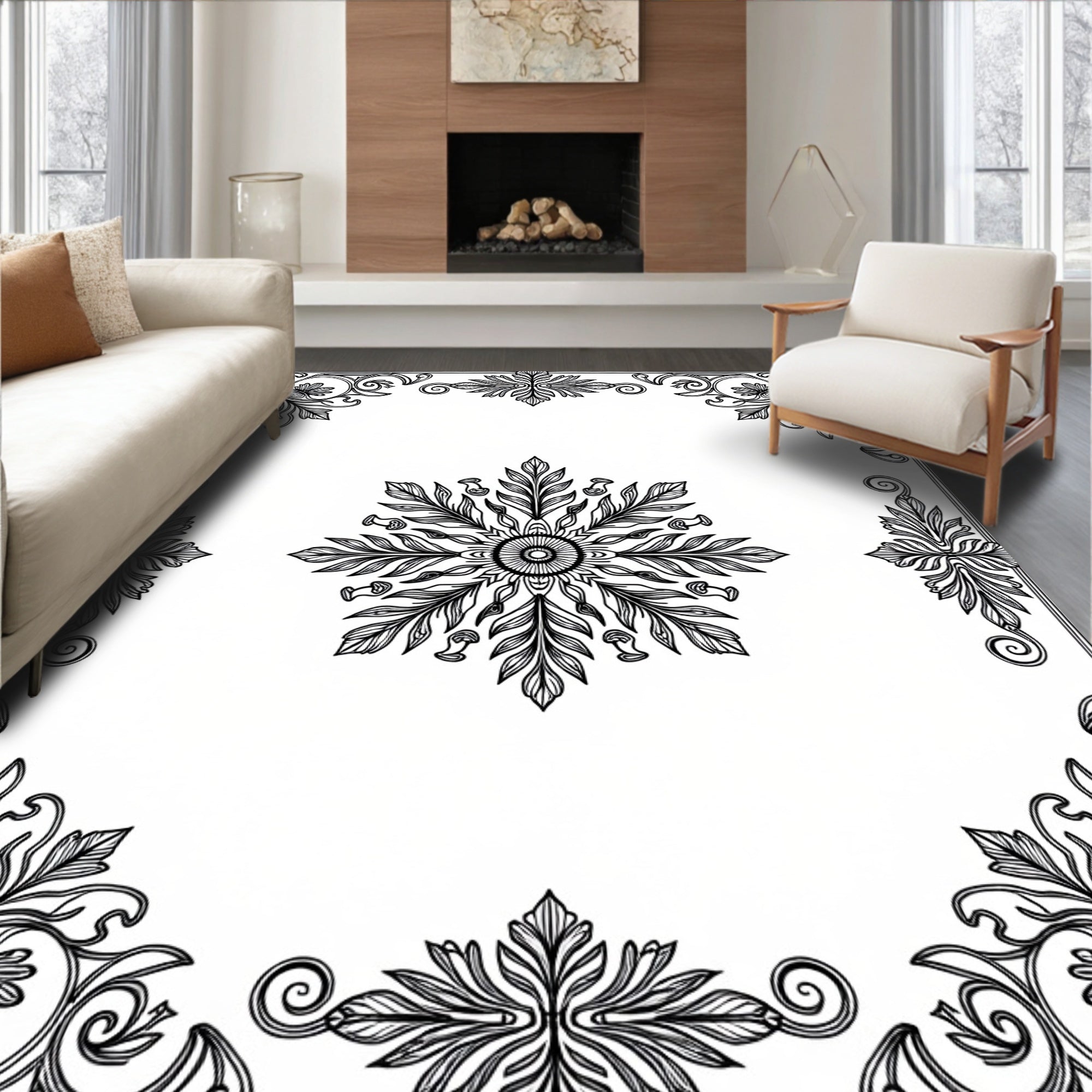 Ornate Floral Mandala Design Rug
