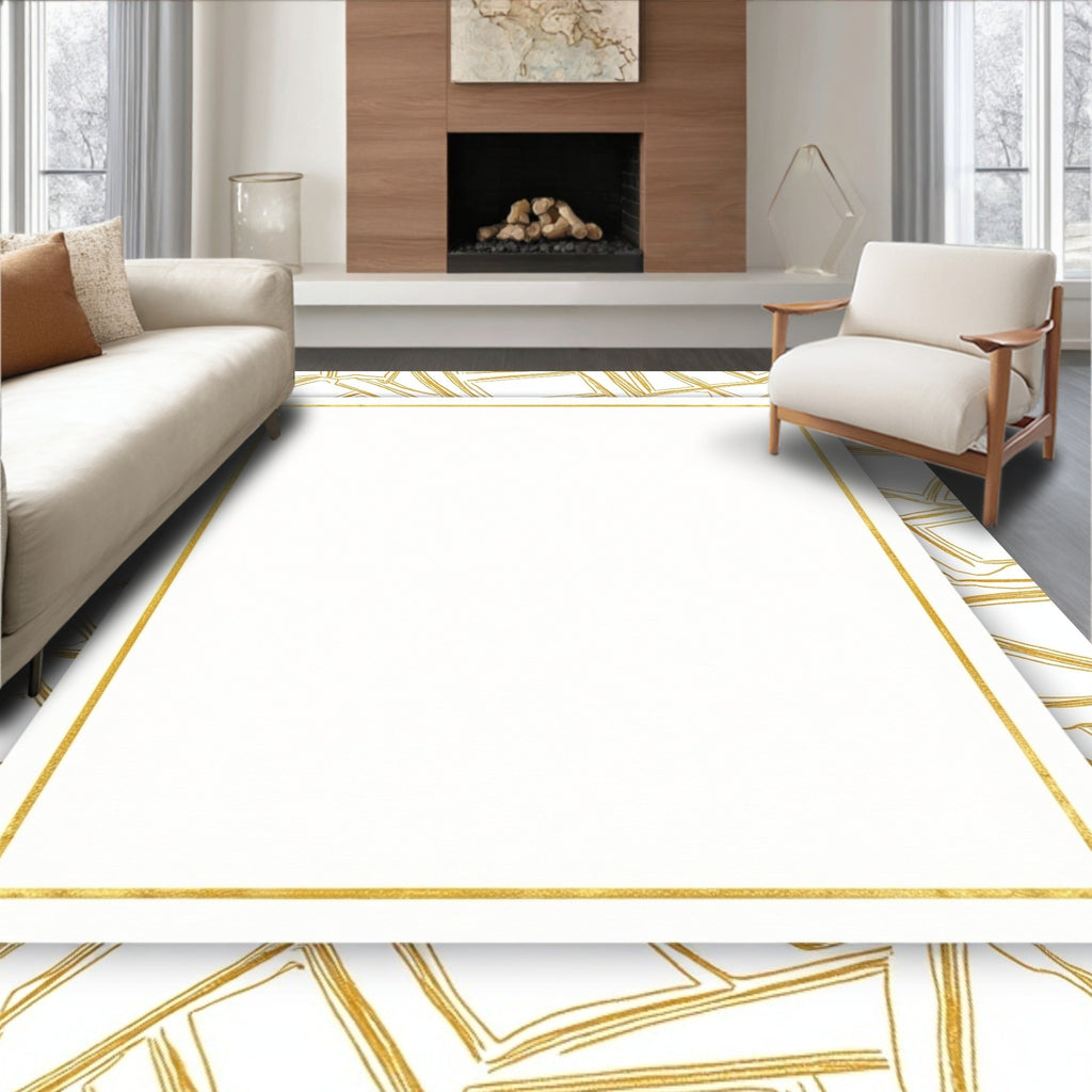 Gold Geometric Abstract Pattern Rug