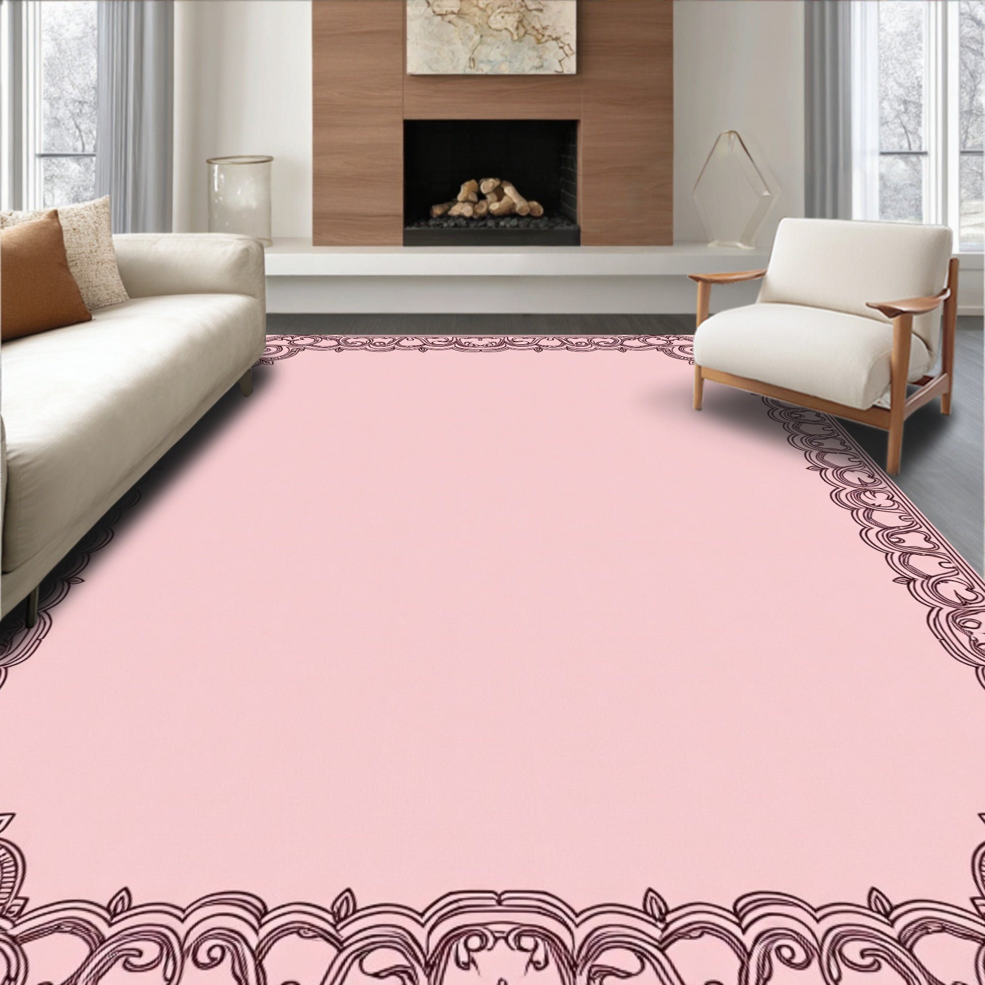 Ornate Scrollwork Filigree Design Rug