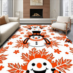 Whimsical Snowman With Leafy Accents Rug