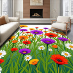 Vibrant Meadow Floral Garden Pattern Rug