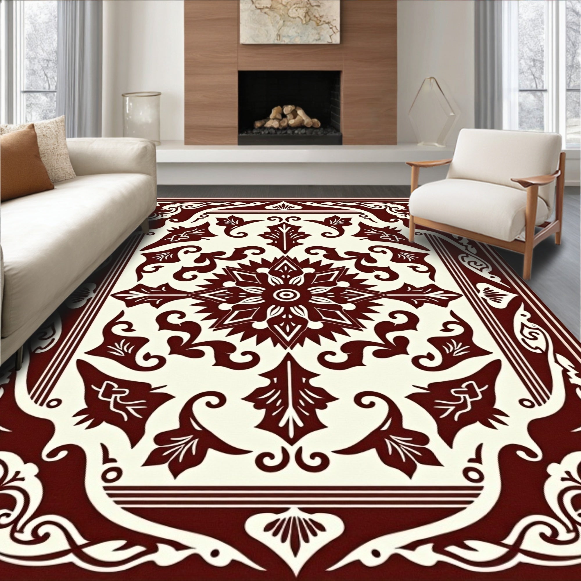 Classic Floral Motif Decorative Rug