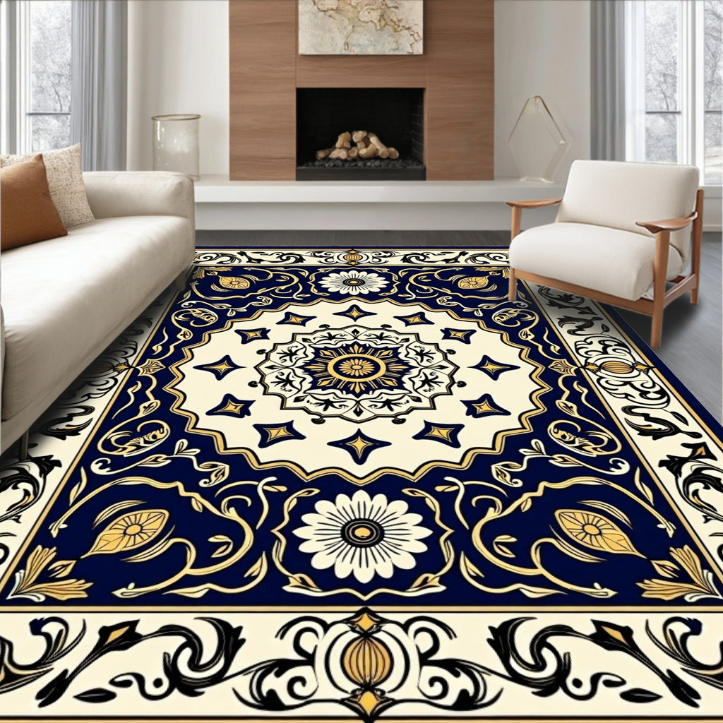 Ornate Floral Geometric Pattern Rug