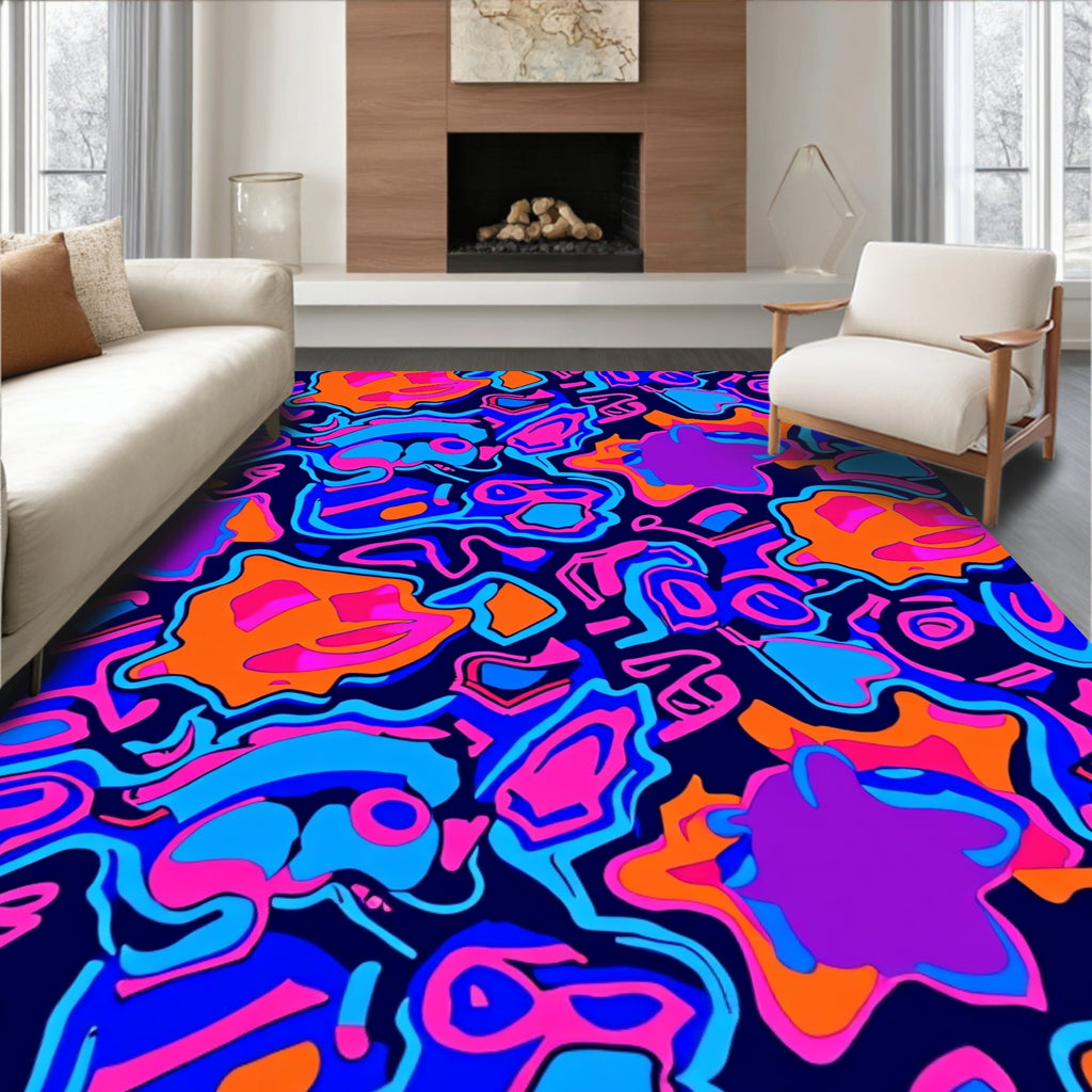 Abstract Splatter Neon Pattern Rug
