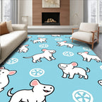 Playful White Dog Pattern Rug