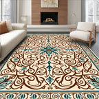 Ornate Floral Scrollwork Elegant Design Rug