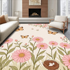 Whimsical Butterfly and Flower Garden Pattern Rug