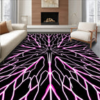 Black White Branching Geometric Design Rug
