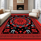 Bold Mandala Patterns Red Black Rug