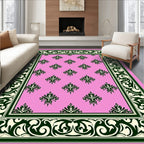 Pink Floral Bordered Classic Design Rug