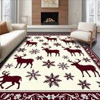 Reindeer Snowflake Winter Accent Pattern Rug
