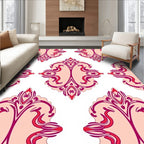 Ornate Pink Crimson Floral Pattern Rug