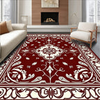 Elegant Floral Medallion Contrast Rug